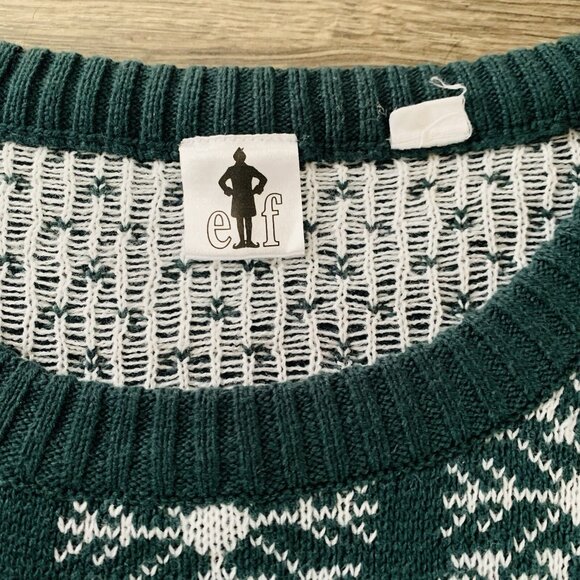 Christmas Ugly Sweater Mens L Knit Elf I Know Him Green & Red Pull-Over - Picture 6 of 15